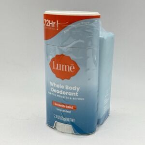 Lume Whole Body Deodorant Smooth Solid Unscented & Triple Milled Soap Bar Bundle